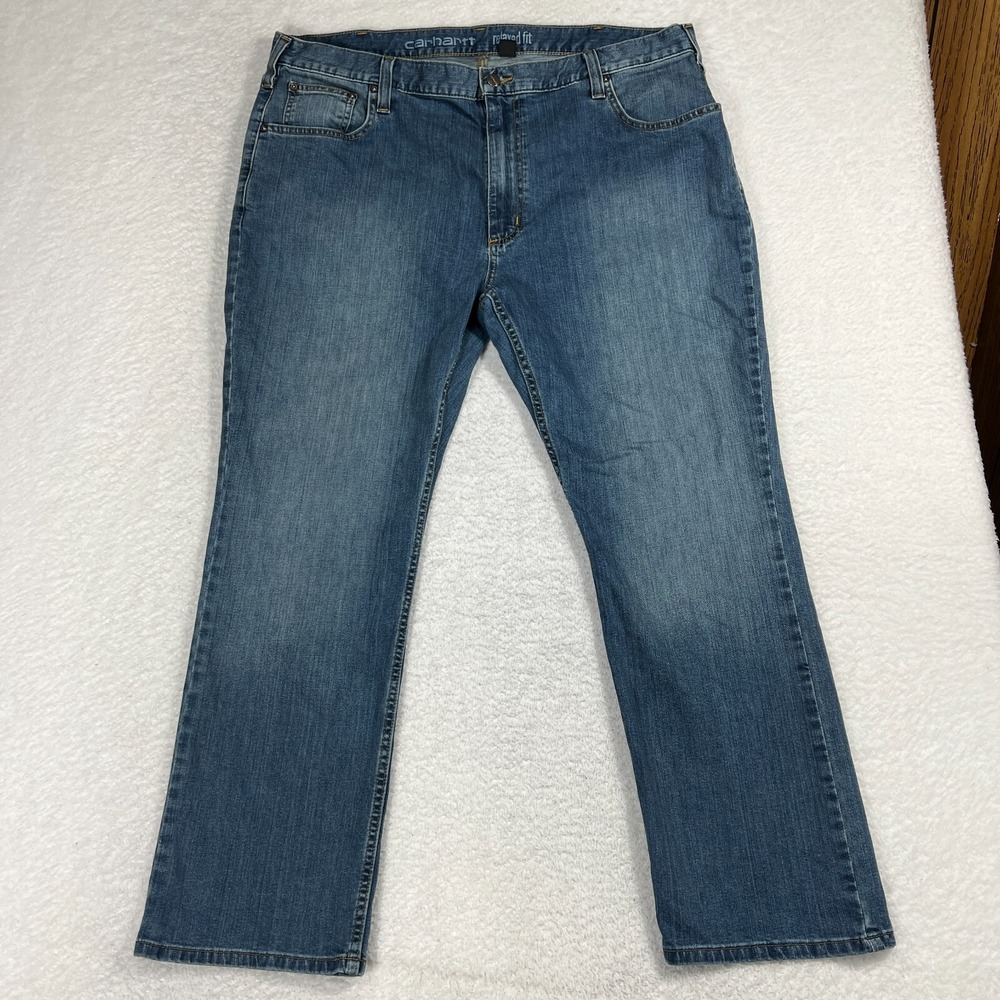 Carhartt Jeans Mens 42x30 (39x29) Med Wash Rugged Flex Relaxed Fit Jeans Logo
